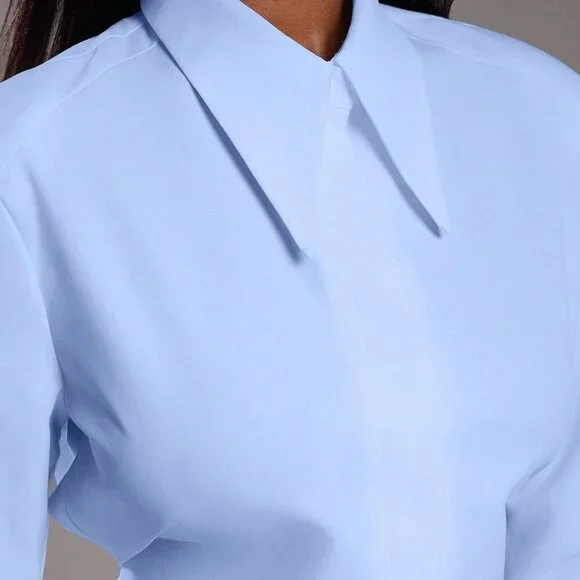 Blue Casual Women's Long Sleeve Button Up Top - Picture 7 of 7